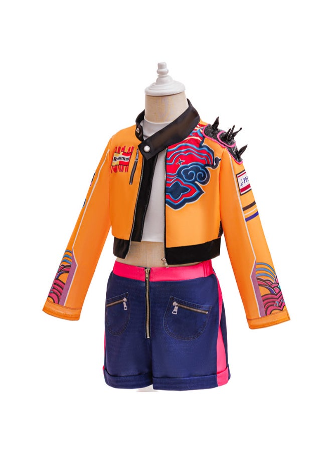 KPop Demon Hunters Rumi Cosplay Costume K-Pop Demon Hunter Outfit with Jacket and Shorts Set, Anime-Inspired Performance Wear for Fans, Events, Stage Shows and Costume Parties 9to11 years 140cm - Image 4